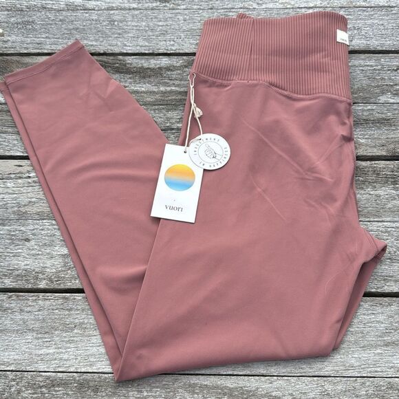 VUORI Rib Studio Legging Women's Performance Leggings Marsala‎ Pink size XL NWT - Picture 1 of 6